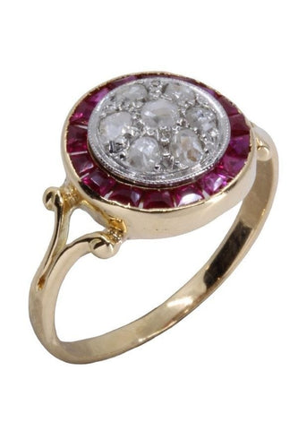 Bague 50 Bague en or blanc, Art-Déco, rubis et diamants 58 Facettes 061691