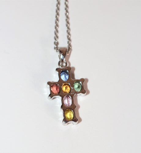 Collier Pendentif-chaîne Croix saphirs et diamants 58 Facettes 473