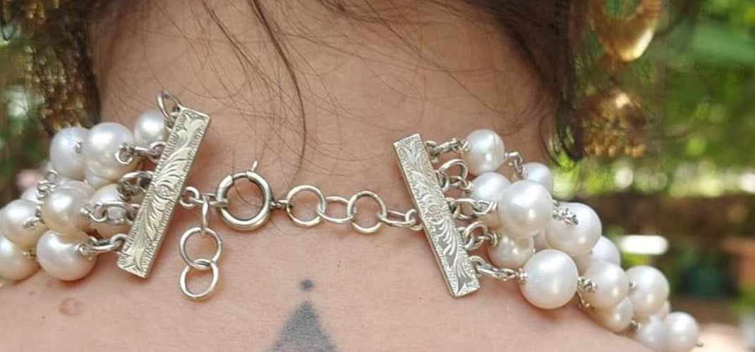Collier Silver and Pearl Necklace 58 Facettes