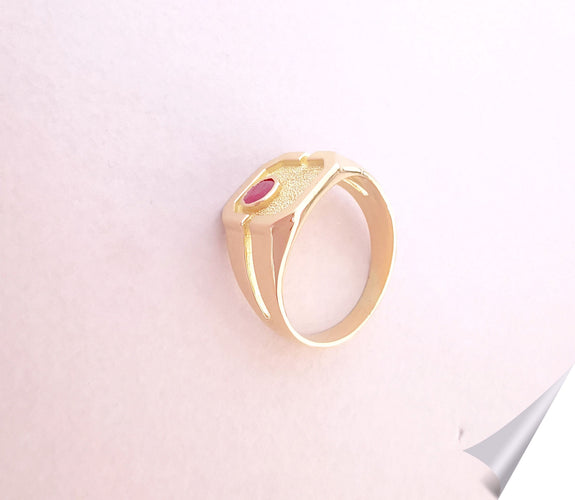 Bague Bague Chevalière unisexe Rubis Or Jaune 18 K 58 Facettes AA 1541