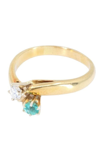 Bague 56 TOI ET MOI ÉMERAUDE ET DIAMANT 58 Facettes 066861