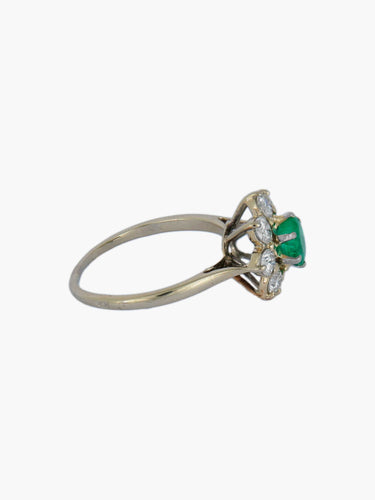 Bague Bague Marguerite diamants et émeraude 58 Facettes