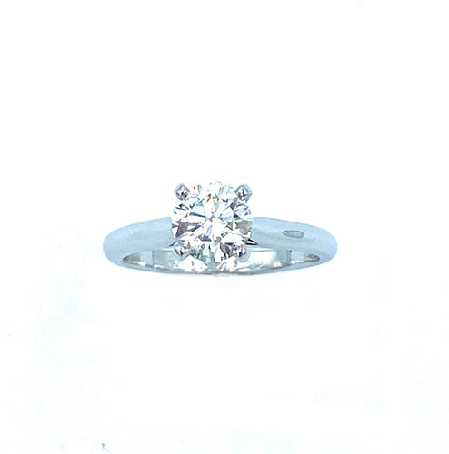 Boucles d'oreilles 46 Cartier. Solitaire 1895, platine et diamant GIA 58 Facettes