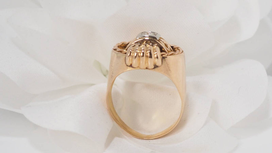 Bague Bague Tank en or rose et diamant taille ancienne 0,12ct 58 Facettes 27639