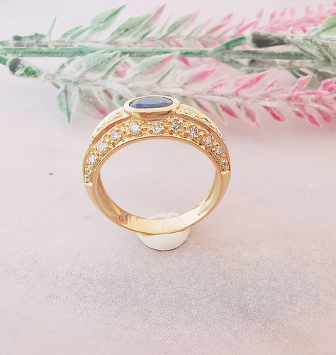 Bague Bague Jonc Saphir Diamants Or Jaune 58 Facettes AA 1108