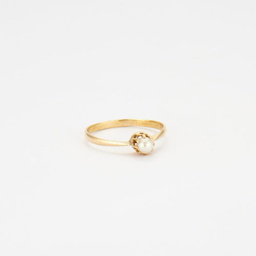 Bague 49.5 Bague en Or jaune, perle blanche 58 Facettes