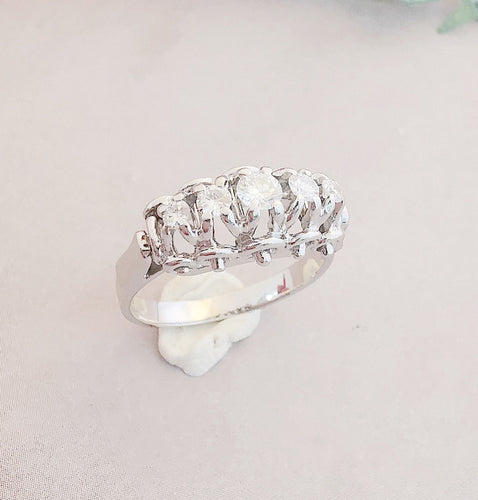 Bague Bague Jarretière Diamants Or Blanc et Platine 58 Facettes AA 1479