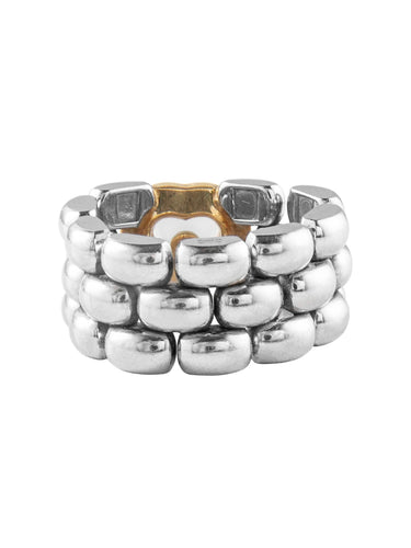 Bague Bague Chopard Collection Happy Diamonds Acier et Or Jaune 58 Facettes