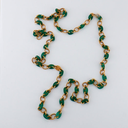 Collier BOUCHERON - Sautoir Chrysoprase et or jaune 58 Facettes