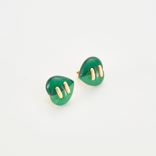 Boucles d'oreilles BULGARI - Boucles d’oreilles Coeur pierres vertes 58 Facettes