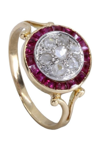 Bague 50 Bague en or blanc, Art-Déco, rubis et diamants 58 Facettes 061691