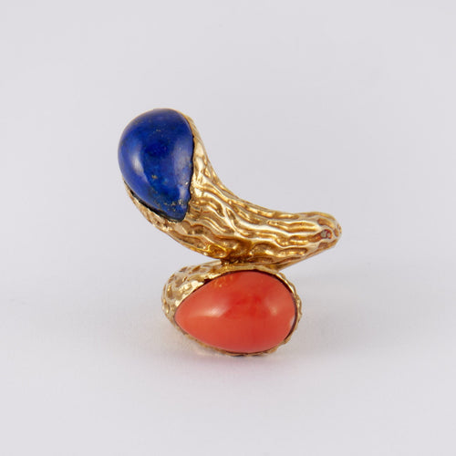 Bague 51 Boucheron - Bague Serpent Bohème Corail et  Lapis lazuli 58 Facettes