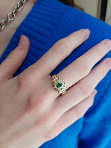 Bague BAGUE MODERNE ÉMERAUDE ET DIAMANTS 58 Facettes 081861
