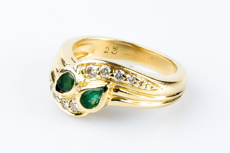 Bague 52 Bague diamants émeraudes en or massif 58 Facettes