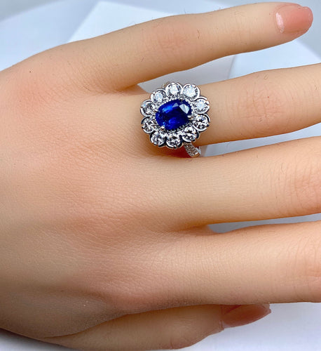 Bague 52 Bague marguerite saphir et diamants 58 Facettes AB160