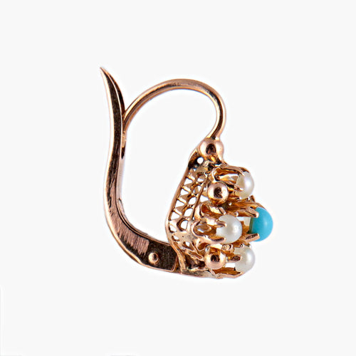 Boucles d'oreilles Boucles d'oreilles dormeuses Perles fines Turquoise 58 Facettes