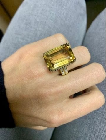 Bague Bague années 40 citrine or jaune 58 Facettes