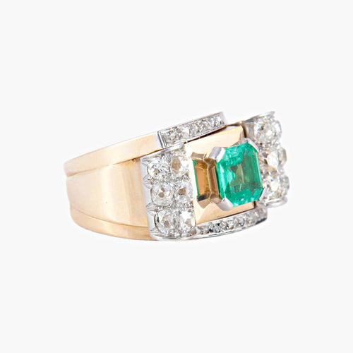 Bague Bague Tank Emeraude Diamants 58 Facettes