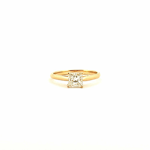 Bague 50 Solitaire en or jaune 18 carats diamants princesse 58 Facettes