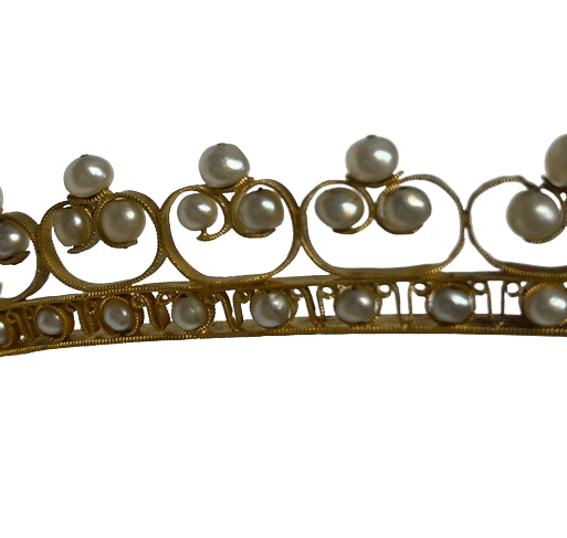 Accessoire COURONNE DIADEME OR 18K ET PERLES 58 Facettes