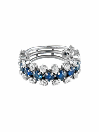 Bague Demi Alliance Or Blanc Saphirs Diamants 58 Facettes
