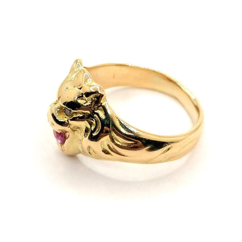 Bague Bague chevalière lion or jaune rubis 58 Facettes 2652