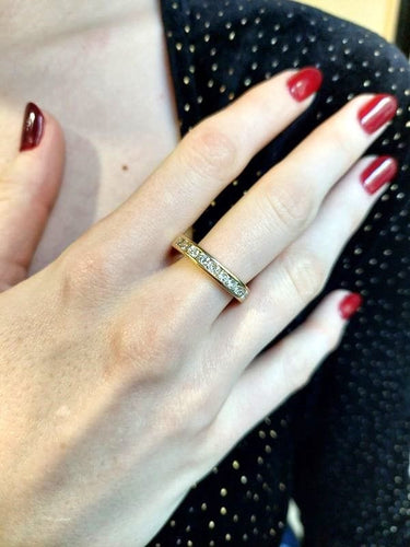 Bague 58 DEMI-ALLIANCE OR JAUNE DIAMANTS 58 Facettes 078121
