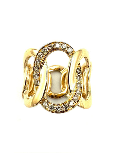 Bague 51 POMELLATO. Collection Brera, bague or rose 18K et diamants cognac 58 Facettes