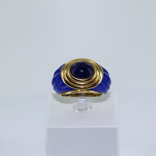 Bague 53 Bague Or jaune Résine Pierre bleue 58 Facettes