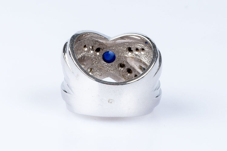 Bague Bague diamants saphir or blanc 58 Facettes 111-170463-34
