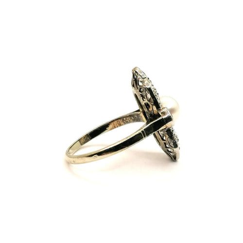 Bague Bague Art Déco diamants et perle fine 58 Facettes 3730