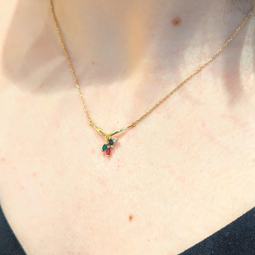 Collier Collier diamant, saphir, rubis et émeraude 58 Facettes 25629