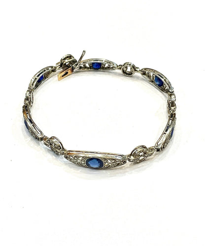 Bracelet Bracelet ancien Belle Époque en platine diamants et saphirs 58 Facettes