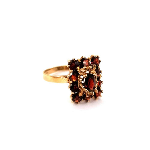 Bague 54 Bague vintage or jaune grenats 58 Facettes 3714