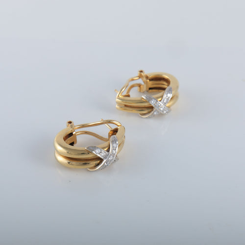 Boucles d'oreilles Demi-créoles Or jaune Diamants 58 Facettes