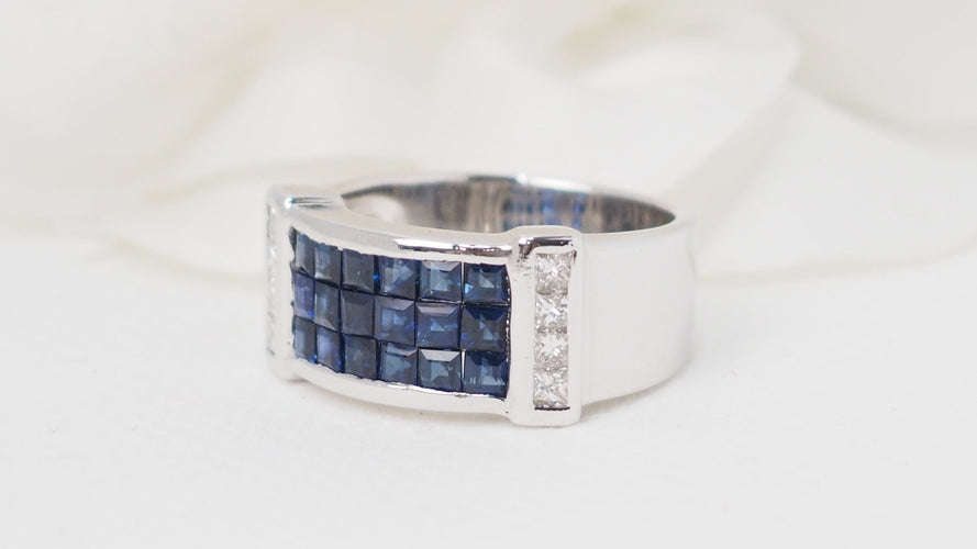 Bague 55 Bague bandeau saphirs diamants 58 Facettes 32390