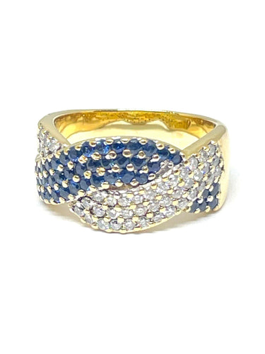 Bague Bague ruban entrelacé saphirs  diamants 58 Facettes