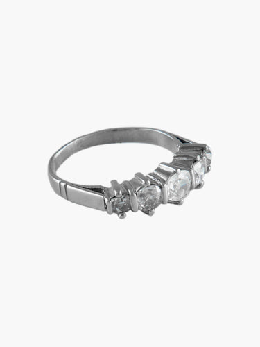 Bague Demi-alliance Or blanc Diamants 58 Facettes