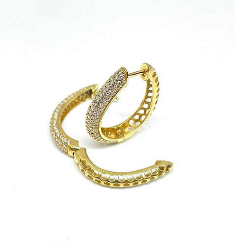 Boucles d'oreilles Créoles en or jaune, diamants synthétiques 58 Facettes