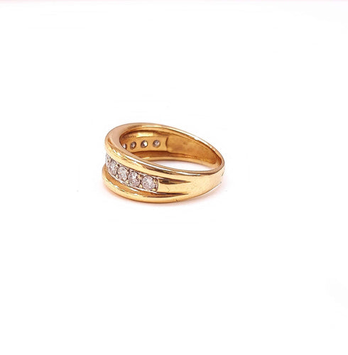 Bague 50 Bague anneau or jaune diamants 58 Facettes RAIL.234/6