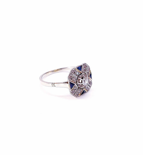 Bague 54 Bague Art Déco Platine Or jaune Diamants 58 Facettes Bag.Geom.ArtD758