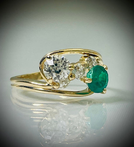Bague 52 Bague Toi et Moi Emeraude Diamant 58 Facettes