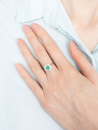 Bague Bague Marguerite diamants et émeraude 58 Facettes