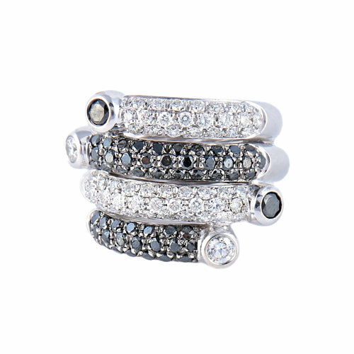 Bague 50 Bague Diamants noirs et blancs 58 Facettes