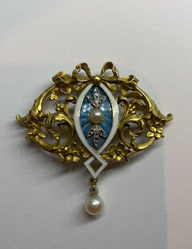 Collier Collier Art Nouveau Diamants Email Perles 58 Facettes