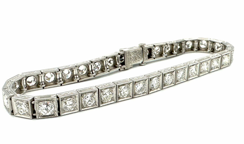 Bracelet Bracelet Art Déco or platine et diamants 58 Facettes