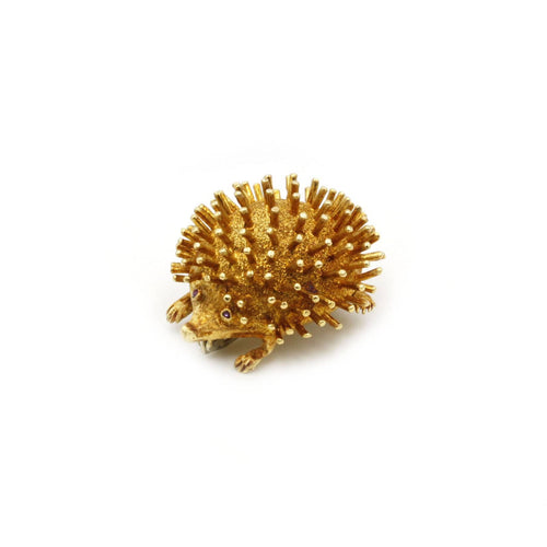 Broche Broche hérisson - Or et Rubis 58 Facettes 220303R