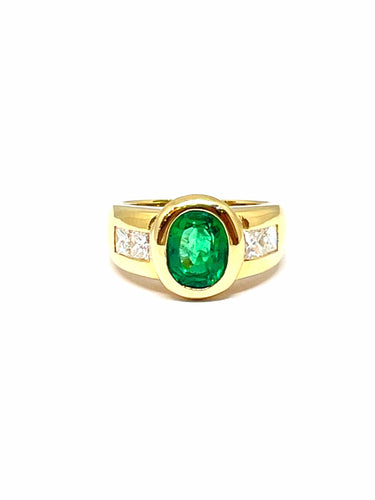 Bague Bague Or jaune Emeraude  Diamants 58 Facettes
