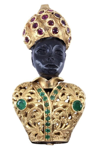 Pendentif PENDENTIF TÊTE DE MAURE ÉMERAUDES ET RUBIS 58 Facettes 070551
