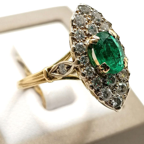 Bague Bague Marquise émeraude et diamants 58 Facettes 2061